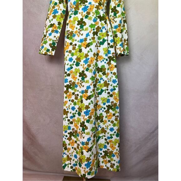 1970s Flower Power Maxi Dress Day Glo - Picture 3 of 12